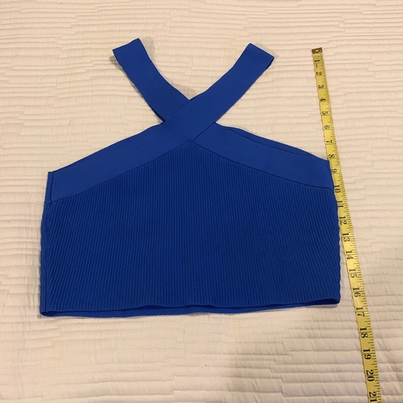 ARITZIA BABATON Sculpt Knit Criss Cross Cropped Tank Blue Size XL - Picture 10 of 11